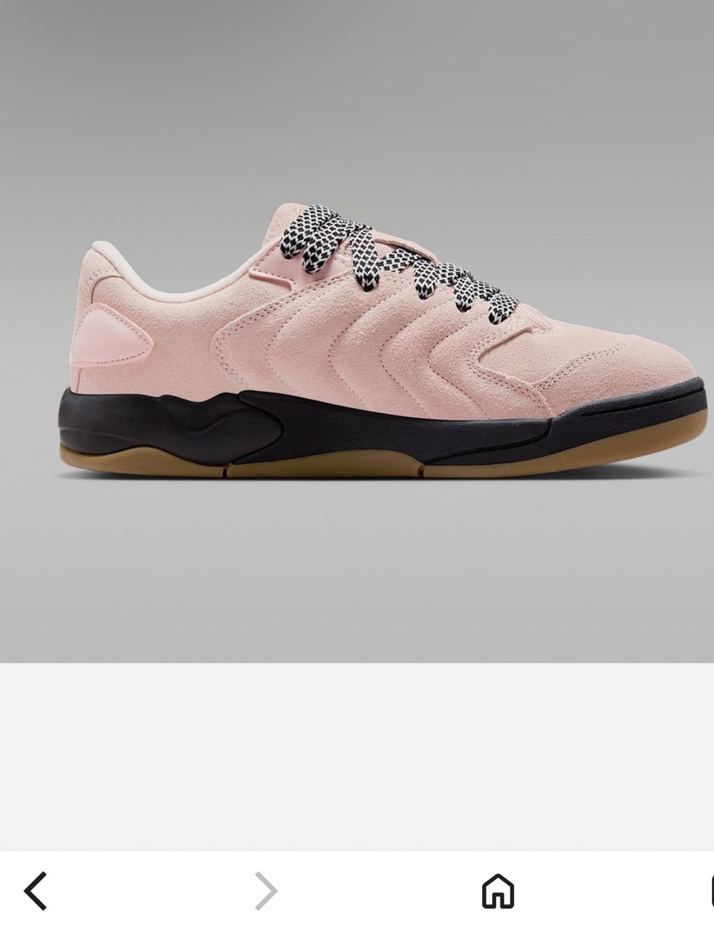 Jordan Women’s Pink Suede Sneaker with Black Midsole